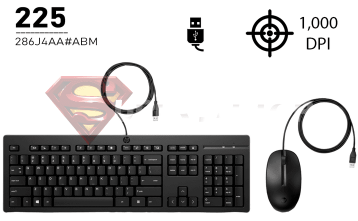 KIT TECLADO Y MOUSE HP 225 (286J4AA#ABM) BLACK